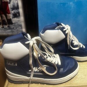 Navy and White High-Top Sneakers